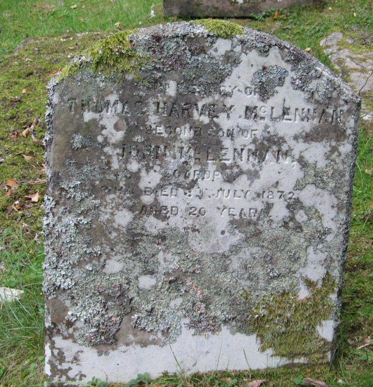 Photo of headstones/Thomas Harvey McLennan d1872 hdstn Milton